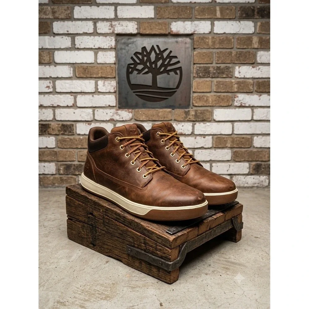 Timberland Davis Square Chukka Brown Leather Boots Mens 11 A17P3 Mid Top Sneaker